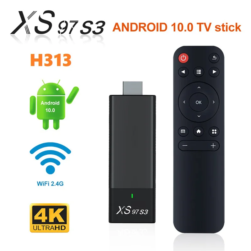 XS97 S3 Smart TV Stick Set Top Box H313 Internet HDTV 4K HDR TV Receiver 2.4G 5.8G Wireless WiFi Android 10 Media Player