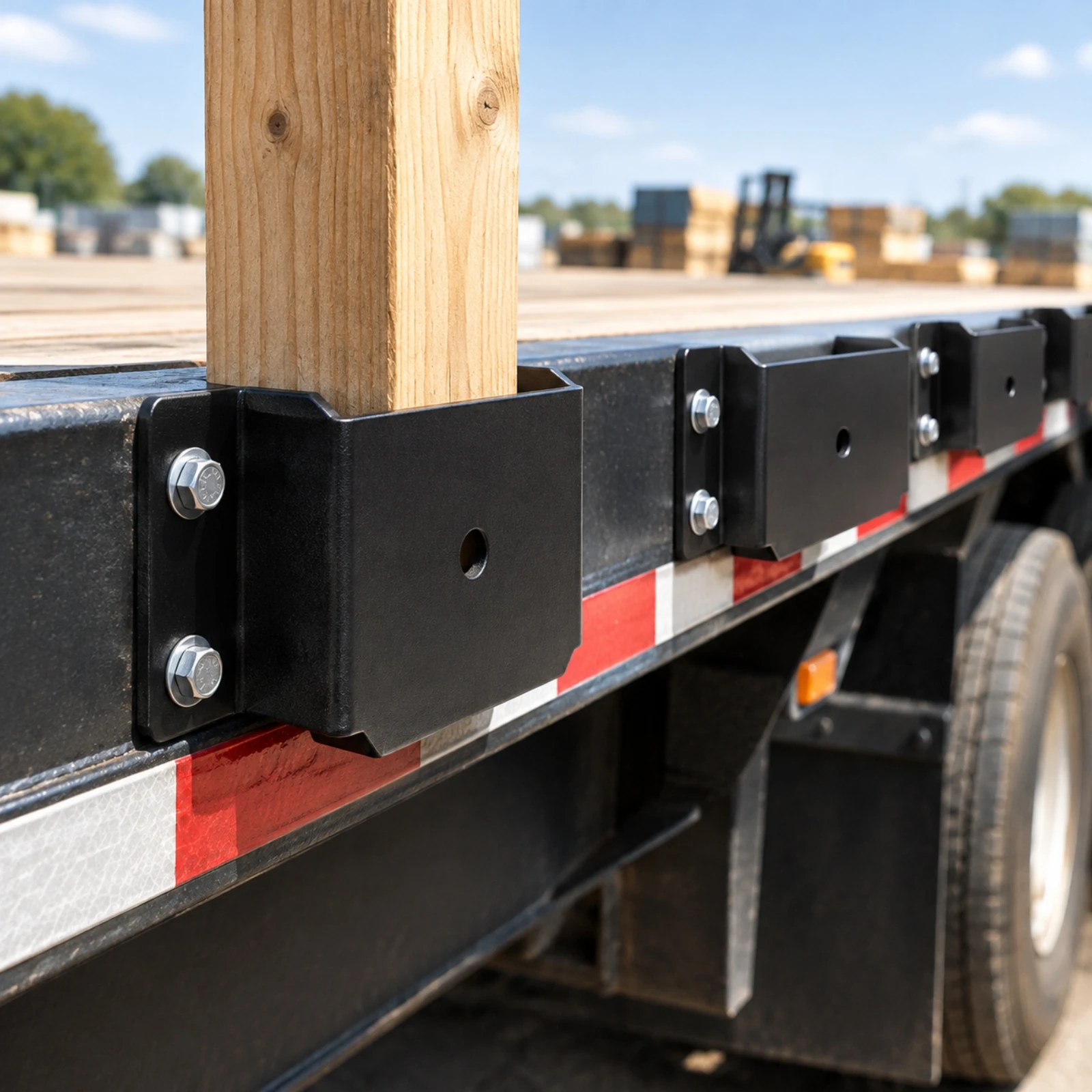 4 Pieces 2x4 Stake Holder Bracket Pre-Drilled Trailer Stake Pocket Bracket with Predrilled Holes Brackets Sturdy Drop-in Style