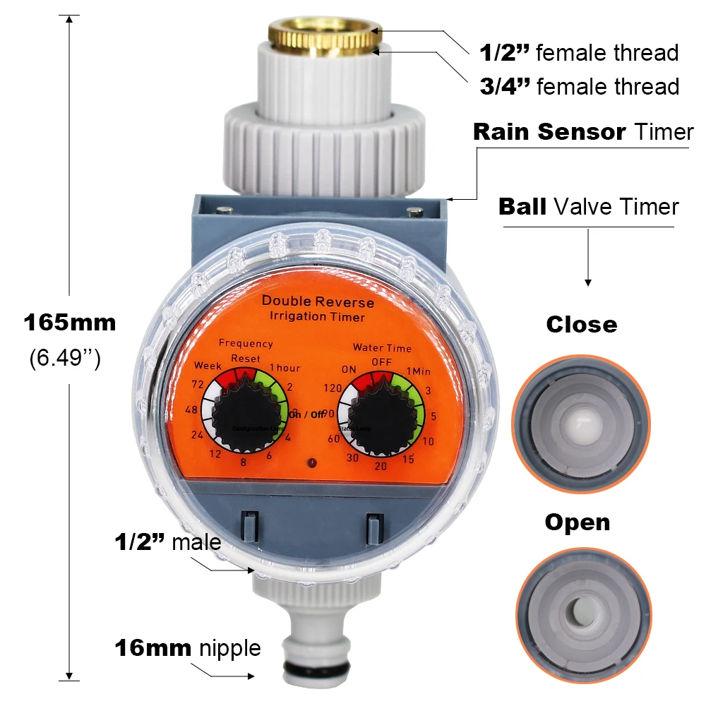 N196 Ball Timer Rain Sensor Home Gardening Automatic Irrigation Controller Automatic Watering Device Double Dial Type Timer