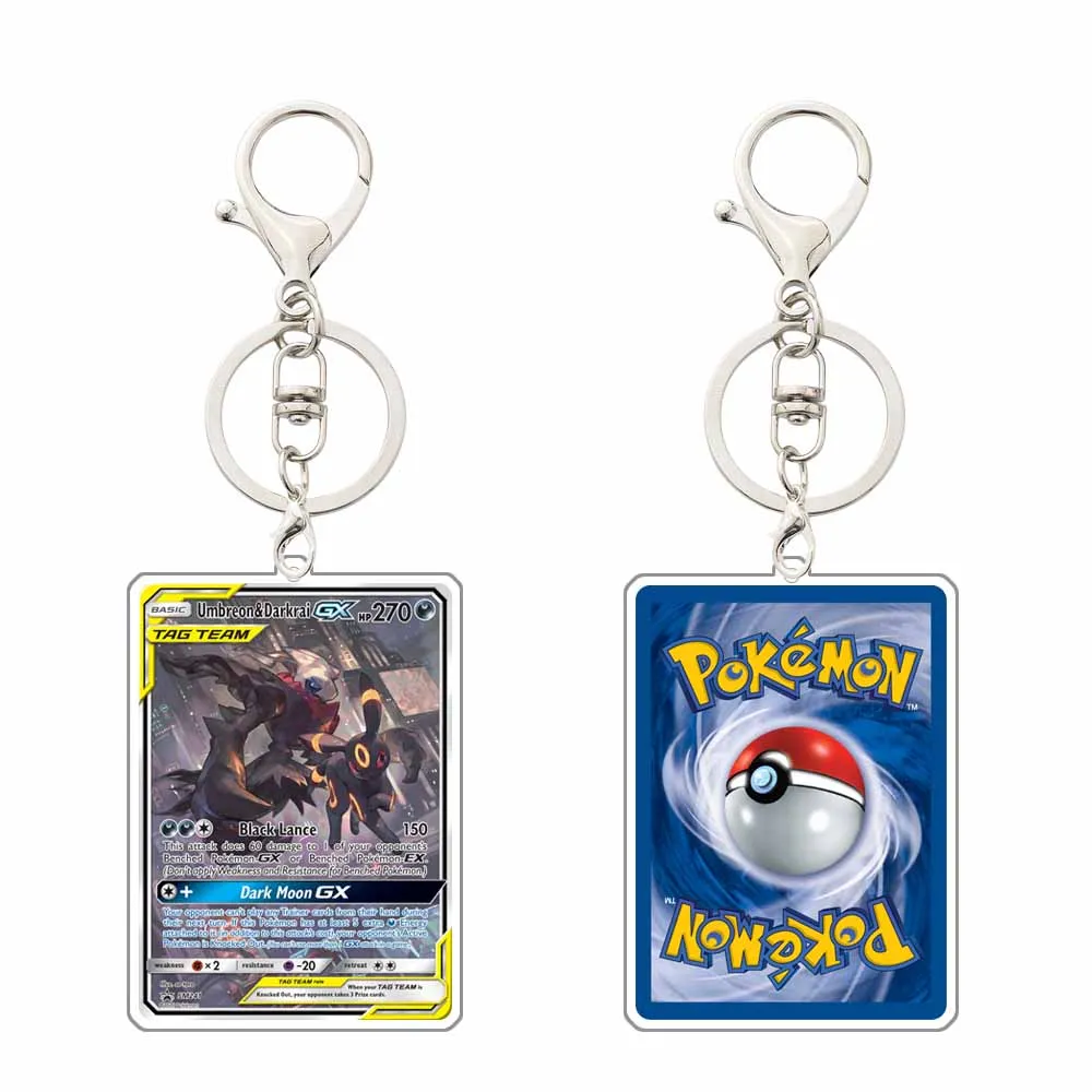 Pokemon Charmander Mewtwo Umbreon Jigglypuff Venusaur Blastoise Solgaleo Game Card Acrylic Keychain Pendant Decoration