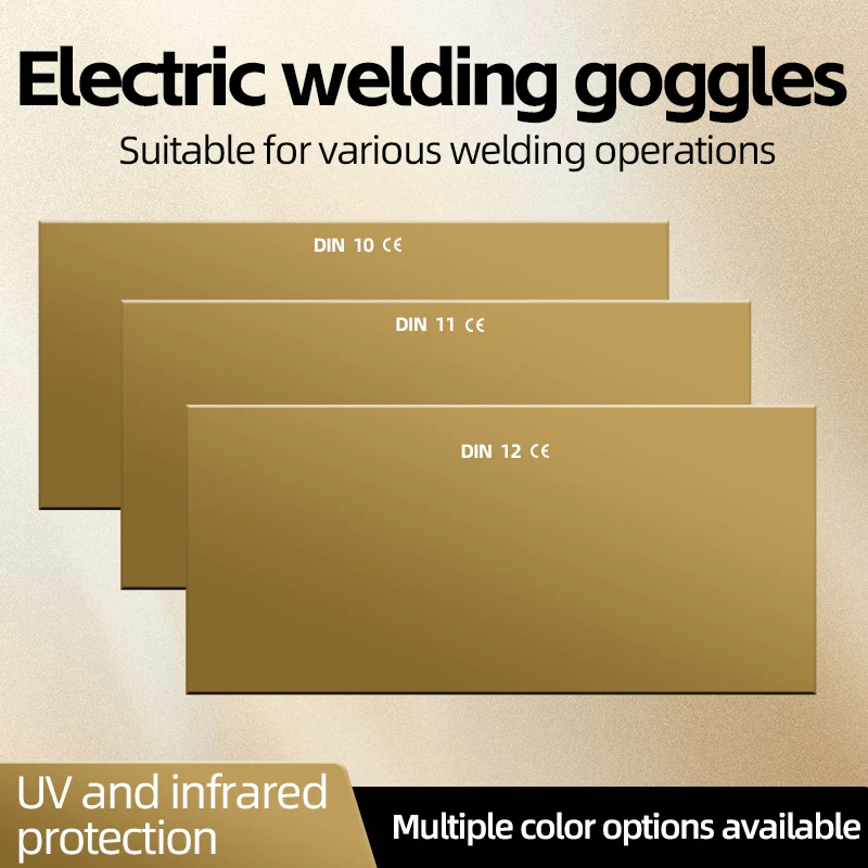 

3 Each Shade10/11 Gold Welded Glass Lens Helmet Filter Darkening Welded Hardened Glass lens Welded Cover Lens 5.08cm x 10.80cm,