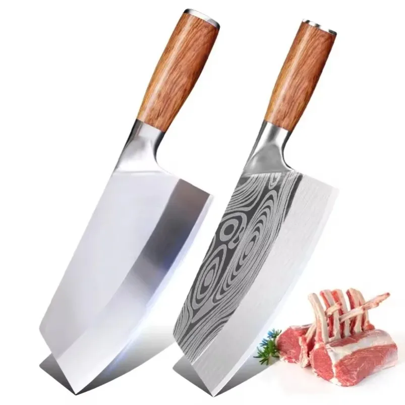 Hackmesser, Küchenmesser, Allzweckmesser, Schneiden von Fisch, Gemüse, Metzgermesser, Kochbeil, Fleischmesser, Holzgriff, Edelstahl
