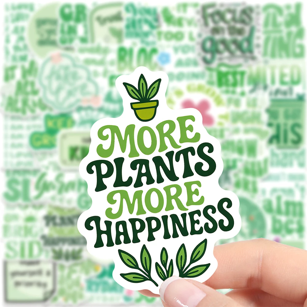 

10/30/50pcs Cartoon Green Motivational Phrases Stickers Cute Graffiti Decal for Notebook Guitar Scrapbook Waterproof Sticker Toy