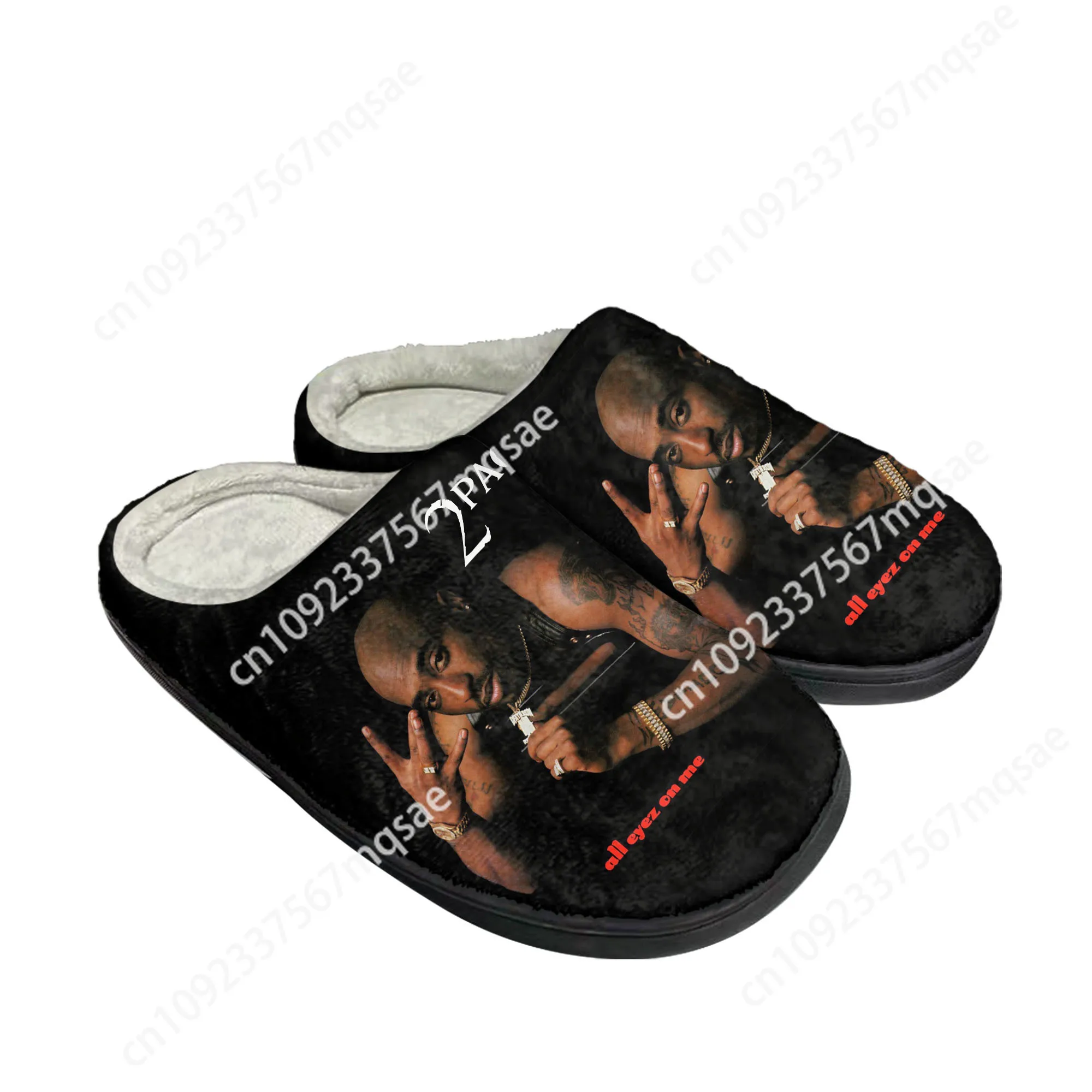 Rap 2Pac Tupac Home Cotton Custom Slippers Mens Women Sandals Plush All Eyez on Me Casual Keep Warm Shoes Couple Thermal Slipper