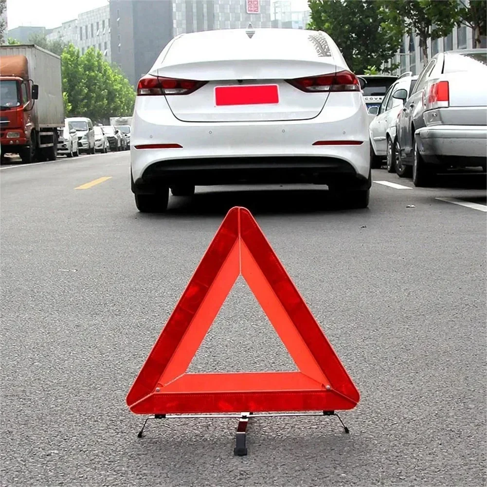 Car Tripod Folded Stop Sign Reflector Car Emergency Breakdown Warning Triangle Red Reflective Sticker Safety Hazard Car Tripod