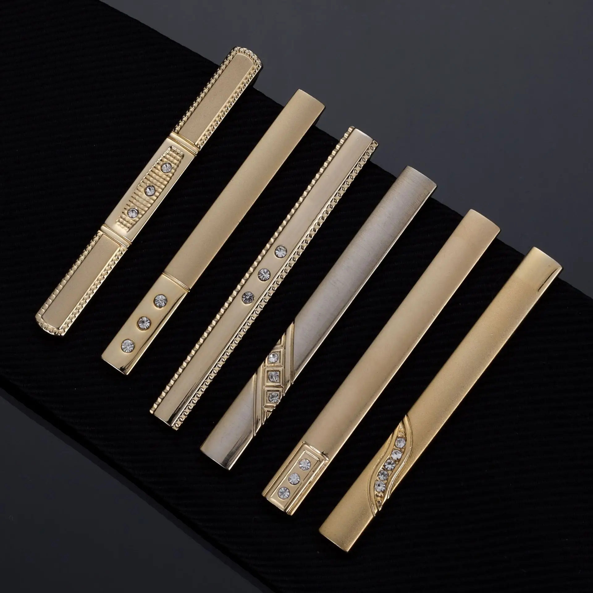men's tie clip glossy tie decorative rhinestone polished high luxury chain meeting wedding groom security