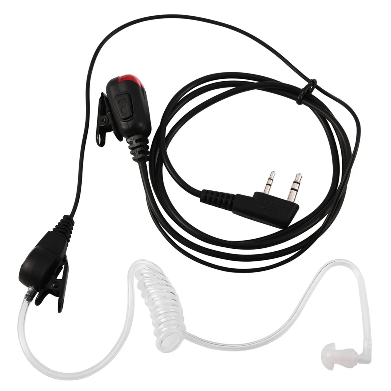 New 2Pin Acoustic Tube in Ear Earpiece W PPT Mic Red Light for 2 Way Radio Wakie Talkie earpiece indicator light