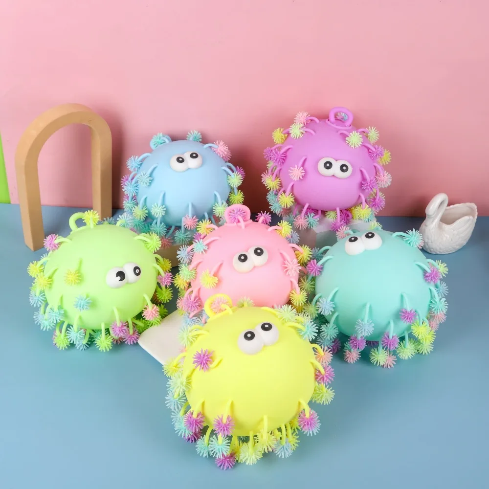 Decompression pinch music toy creative new and strange virus cute hairball big elastic vent ball hot sale soft shiny new style