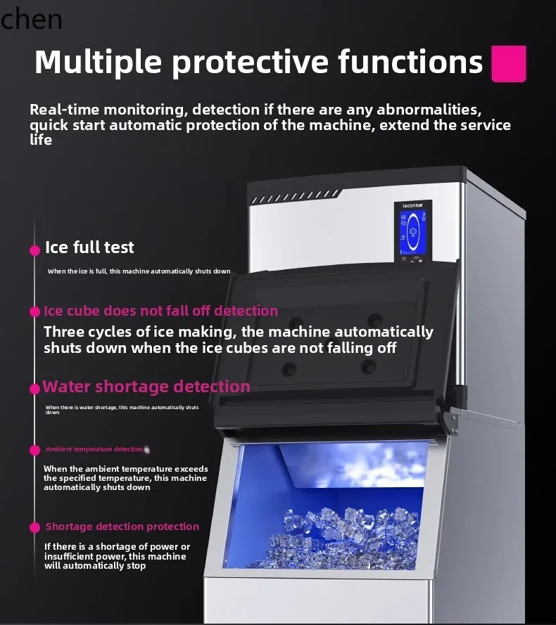 HTT Grande Macchina per il Ghiaccio Negozio di Tè al Latte 300/500KG Macchina Automatica per Ghiaccio per Cubi di Ghiaccio Macchina per Granuli Commerciale
