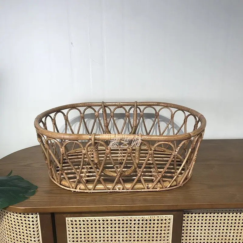Children's clothing store rattan weaving storage basket rattan weaving photo props clothes basket real rattan dirty clothes bask