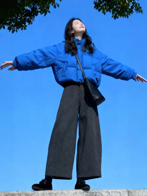 

Korean Sle ort Cotton Jaet Unique And Beautiful Winter Outerwear Comfortable Loose Fit Zipper Closure No Hood Pure Color