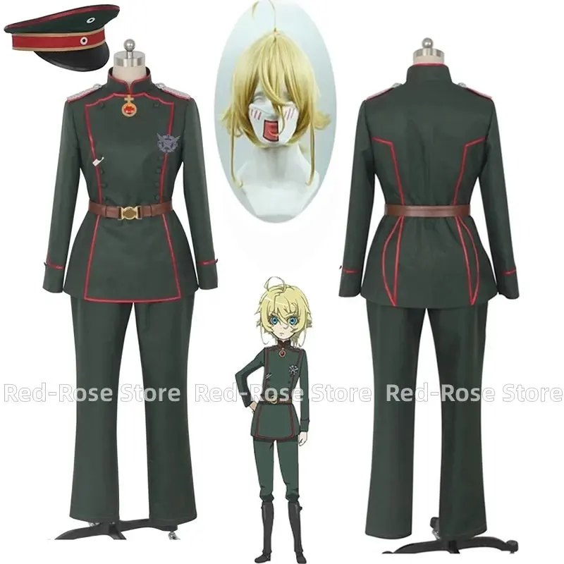 Anime Saga of Evil TFurnished TFurnished Von Degurechaff Cosplay Costumes, Perruque et Chapeau pour Hommes et Femmes, Halloween Party Event