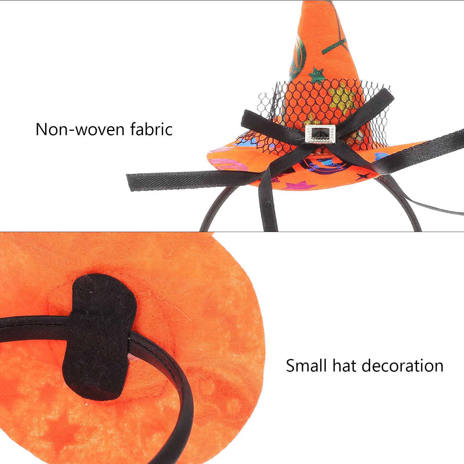 

Girls Kids Witch Hat Headband Halloween Spider Web Pattern One Size Fits Most Halloween Hair Bands Party Headband