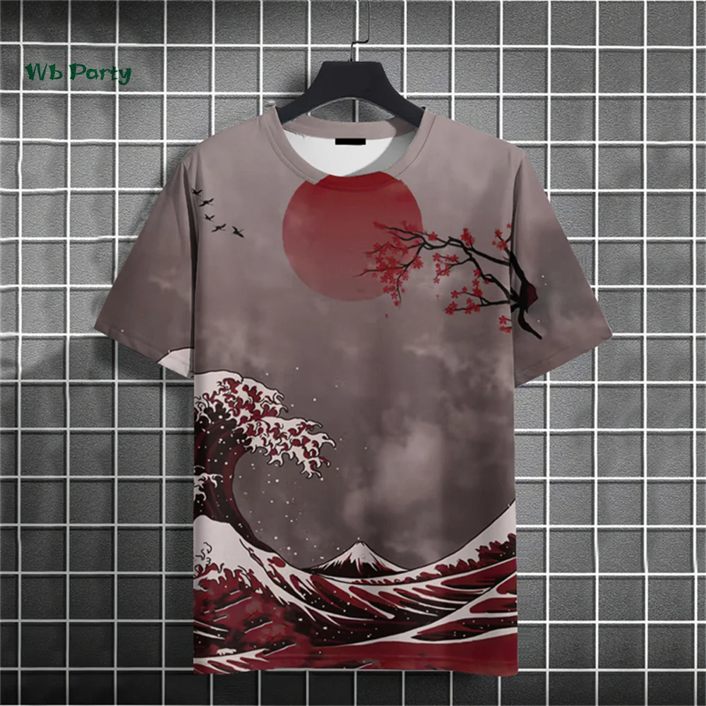 

Japanese Ukiyo-E Printed Men's T-Shirt 3D Printed Short-Sleeved T-Shirt Retro Summer Tops Men's Oversizedt-Shirt Mens Clothing