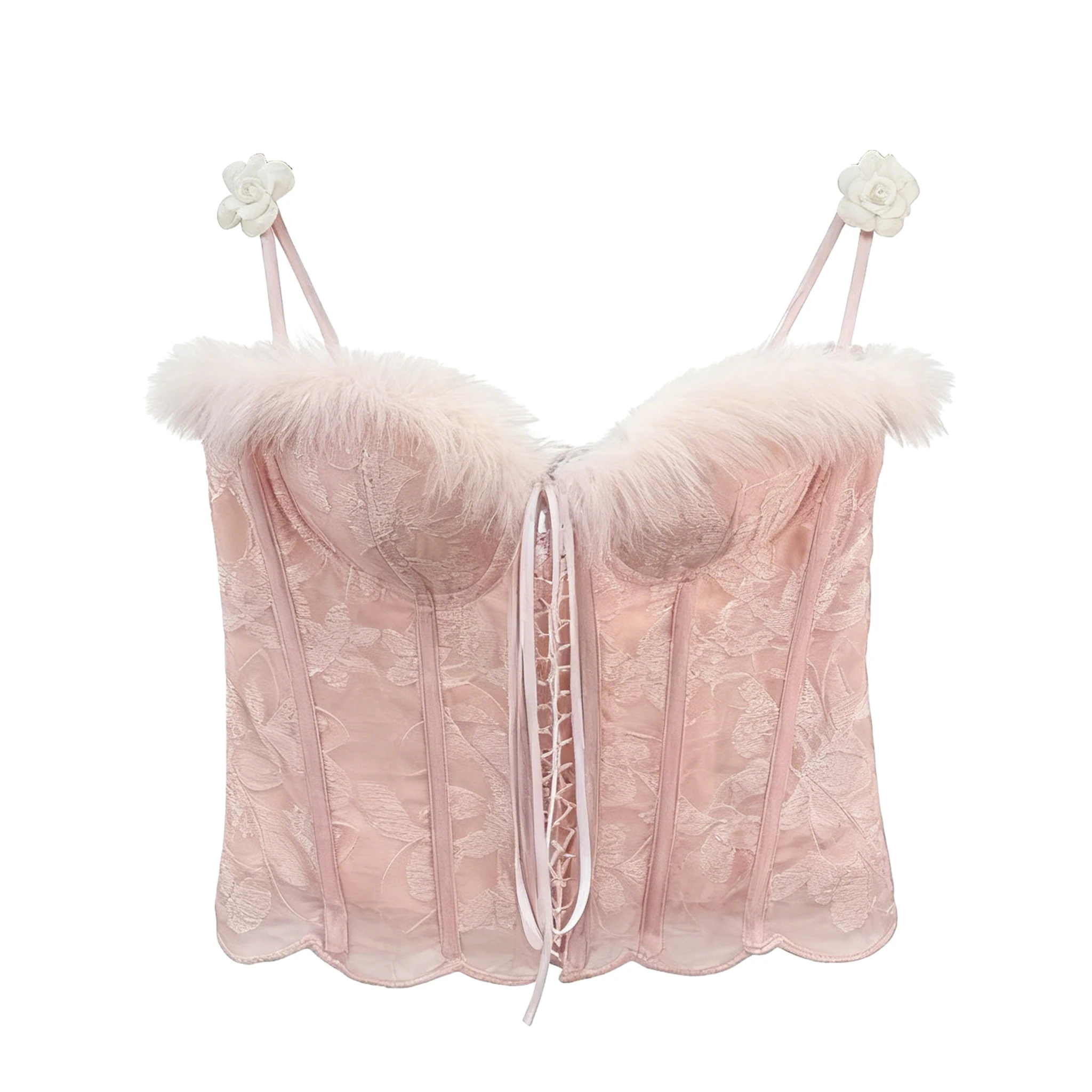 

NIGO Women's Pink Satin Lace Corset Top Dates Daily Wear Comfort Fit Overbust Bustier #NIGO9528Z