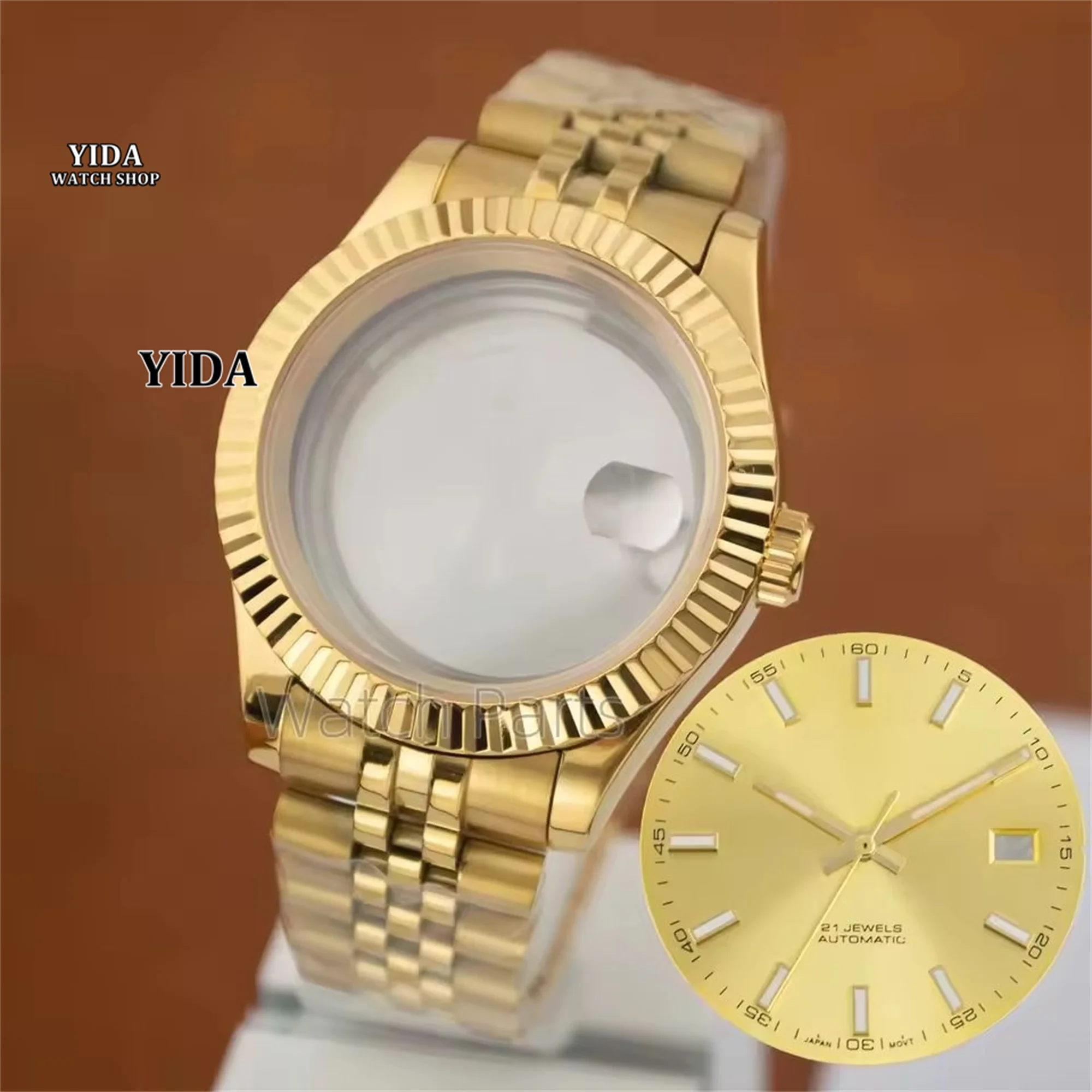 41 мм NH35 корпус часов браслет с сапфировым стеклом 31 мм зеленый светящийся циферблат стрелки для Datejust NH34 NH35 NH36 замена механизмов