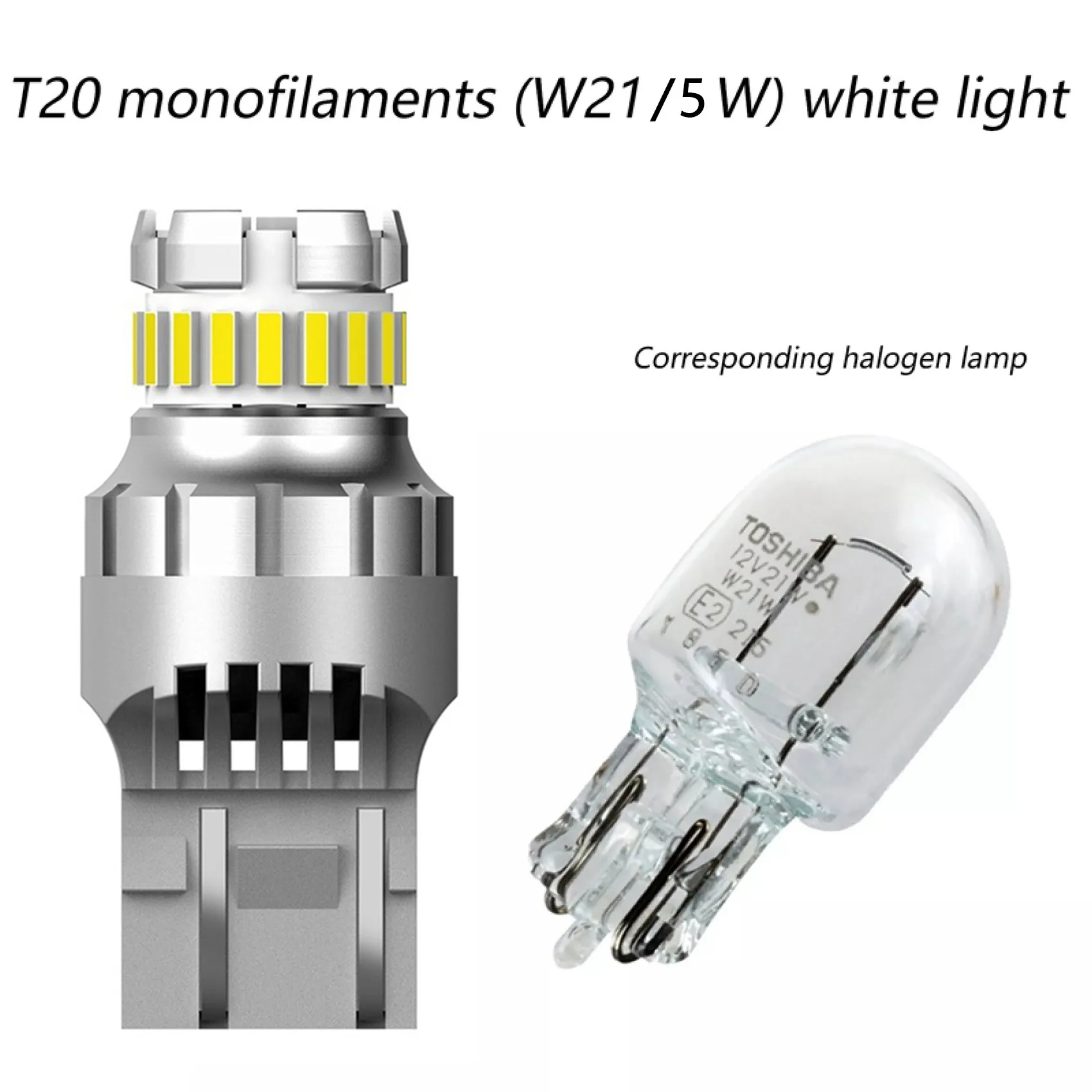 Auto T20 7440 W 21W Led Canbus Achteruitrijlichten W21/5W 7443 Led Lamp Rem Richtingaanwijzer Lichten 6500K Super Helder Achterlicht