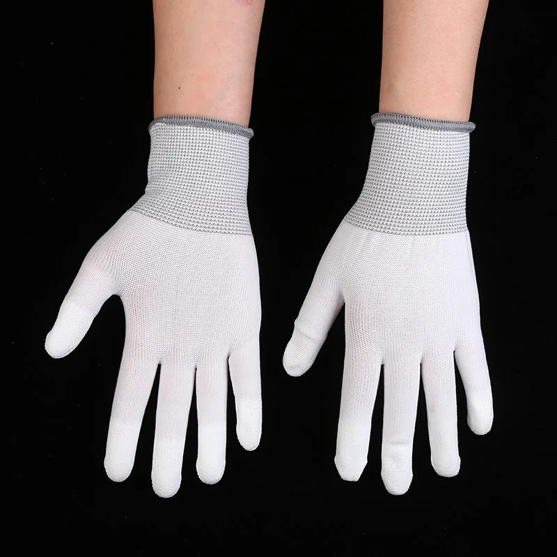 12Pairs Car Vinyl Wrap Gloves Anti-Static Window Tint Film Install Gloves Nylon Tinting Work Safety Gloves PU Coated Fingertip