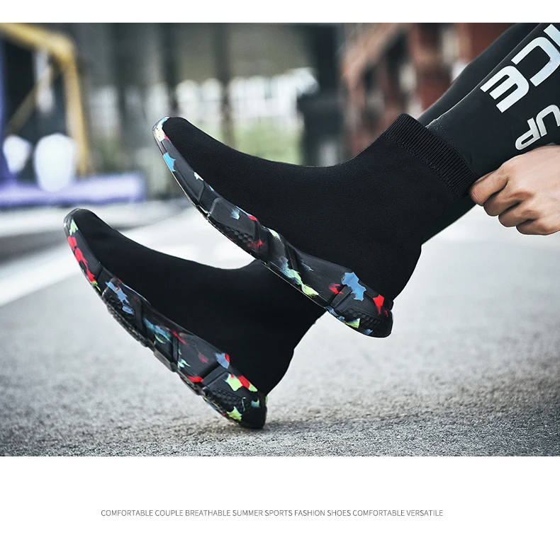 2025, schwarze High-Top-Sneaker für Herren und Damen, klassische Designer-Strick-Freizeit-Sneaker für Herren, modische, bequeme Slip-on-Sportschuhe für Damen – Detail 18