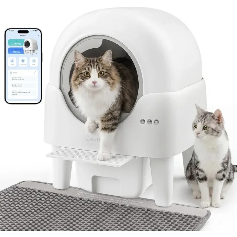 Automatic Litter Box, Self Cleaning Litter Box with APP Control, Large Capacity Cat Robot for Multiple Cats, 5 Safety Sensors,