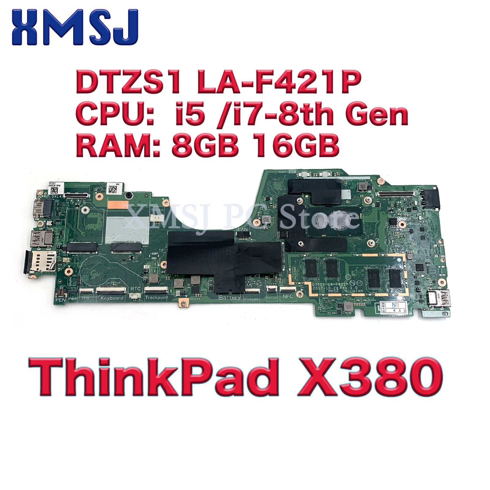 Placa base para portátil Lenovo ThinkPad X380 Yoga, placa base de LA-F421P con CPU i5 i7 de 8. ª generación, RAM 8G o 16G, trabajo de prueba 100%