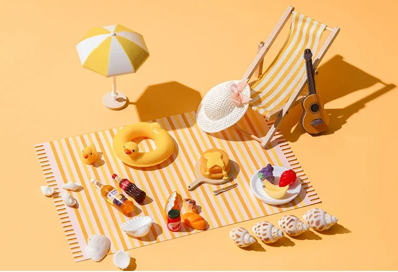 1:12 Dollhouse mini beach Miniature landscape decoration dollhouse summer set micro scene decoration props DIY Accessories