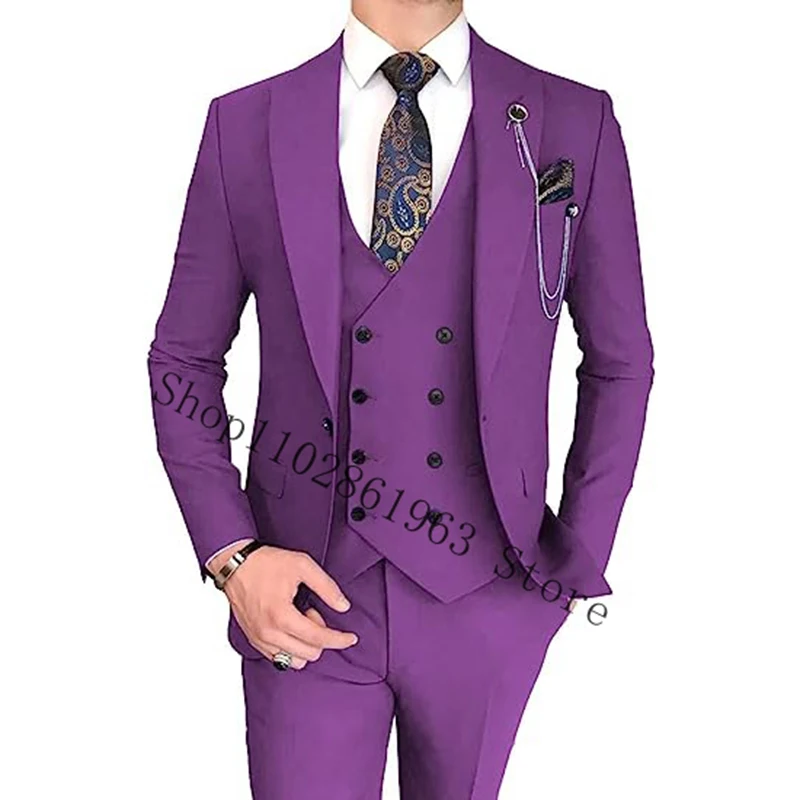 2023 Tailor Made Men Suits Slim Fit Peak Lapel 3 Pieces Best Men Groom Tuexdos For Wedding Blazer+Vest+Pants Costume Homme