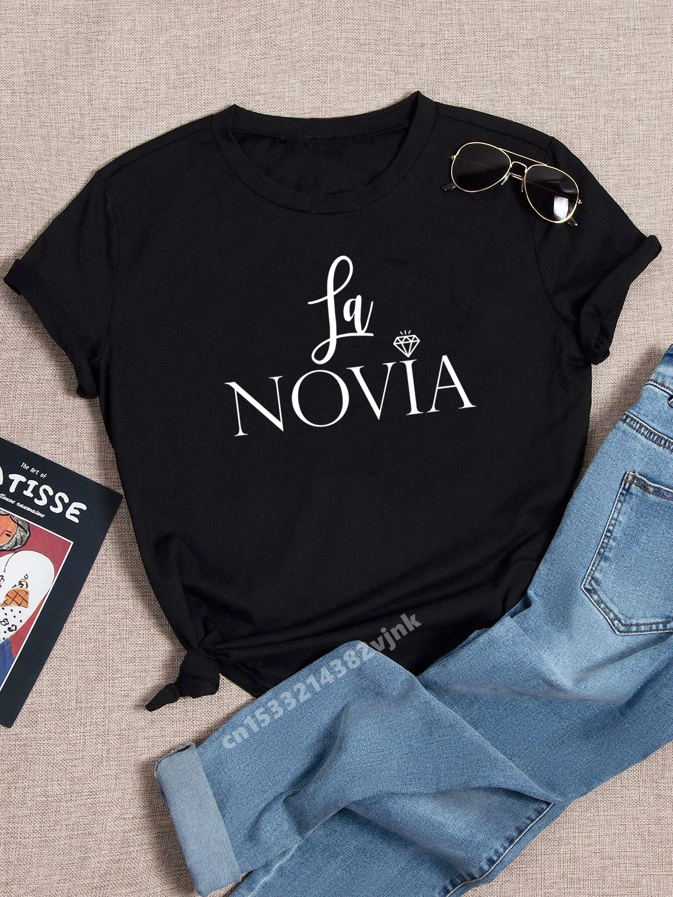 

Wedding Party La Novia Team Bride Print Bachelorette Women T-shirt Casual ladies basic O-collar Short Sleeved T-shirts Girl