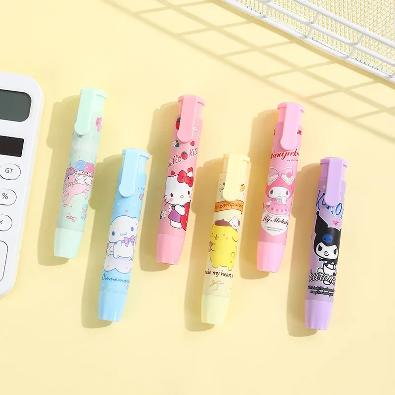 Creative Sanrioed Kawaii Press Eraser Anime Hello Kitty Kuromi MyMelody Cinnamoroll Cartoon Cute Stationery Gift Office Supplies