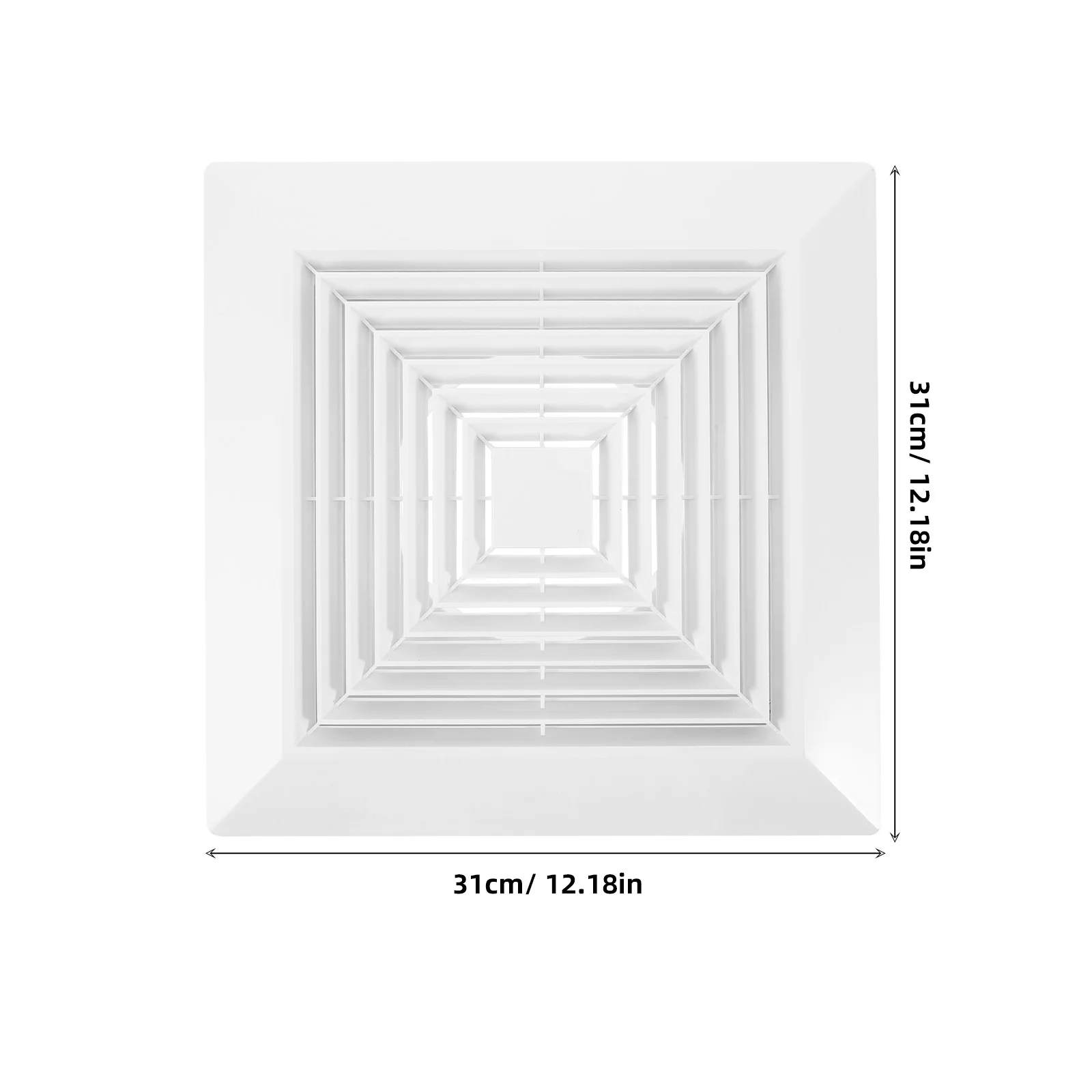 12x12インチ角型天井ディフューザー、浴室換気扇交換用プラスチックグリル、スプリング付き、換気排気口用