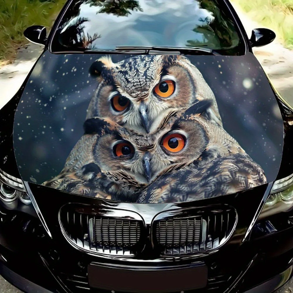 Owl, Car Hood Sticker Waterproof PVC Body Film, Easy To Tear Off and Durable, Suitable for Delicate Decoration Self-adhesive Dur