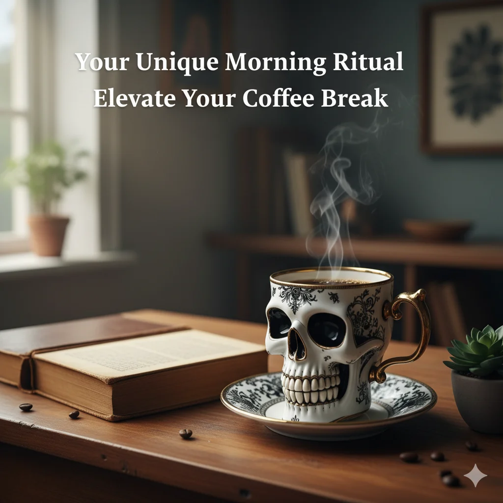 

Halloween Skull Resin Coffee Cup And Saucer Set High Grade Exquisite Tea Set Gift Box For Coffee Lovers