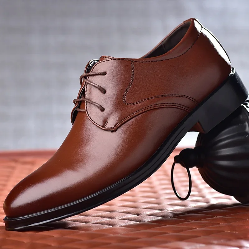 Zapatos formales de cuero negro para hombre, calzado Oxford para boda, fiesta, oficina, negocios