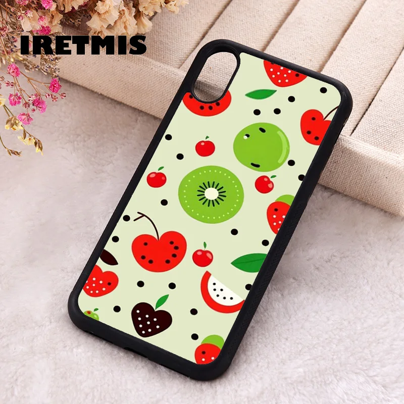 Iretmis Phone Cover Case For iPhone X XS Max XR 11 12 13 PRO MINI 14 15 16 Plus Rubber Silicone Fruit Mix