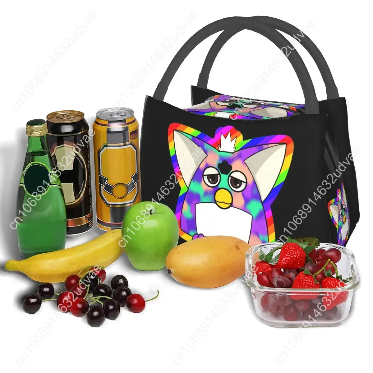 เกย์ Tye Dye Furby Relaxed Fit ถุงอาหารกลางวันกล่อง Bento ฉนวนแบบพกพา Tote กระเป๋าปิคนิค Cooler กระเป๋าเก็บความร้อนสําหรับหญิงสาว
