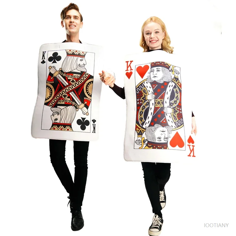 

Unisex Adult Poker Costume Adult Couple Spades Red Heart Halloween Purim Cosplay Party Card Clothing