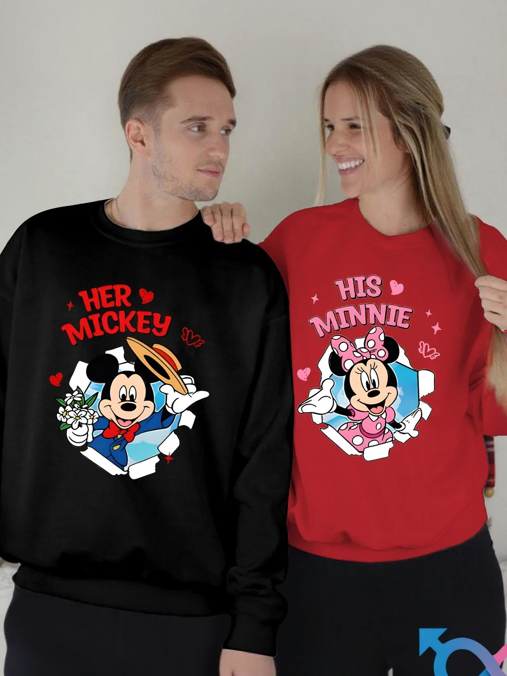 

Цельный пуловер с принтом Микки и Минни Диснея, модный пуловер для пар, толстовка для мужчин и женщин, удобный повседневный топ с длинными рукавами Y2k