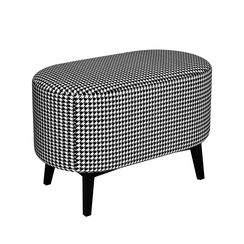 New Chinese shoe change stool ins home door shoe stool single solid wood light luxury sofa stool thousand bird grid