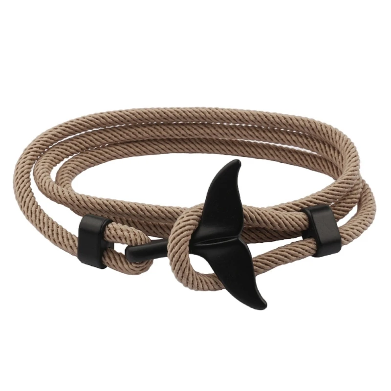 Y1UB Simple Whale Tail String Adjustable Woven Cord String Beach Surfing Bracelet Jewelry for Girl/Boyfriend Women Men