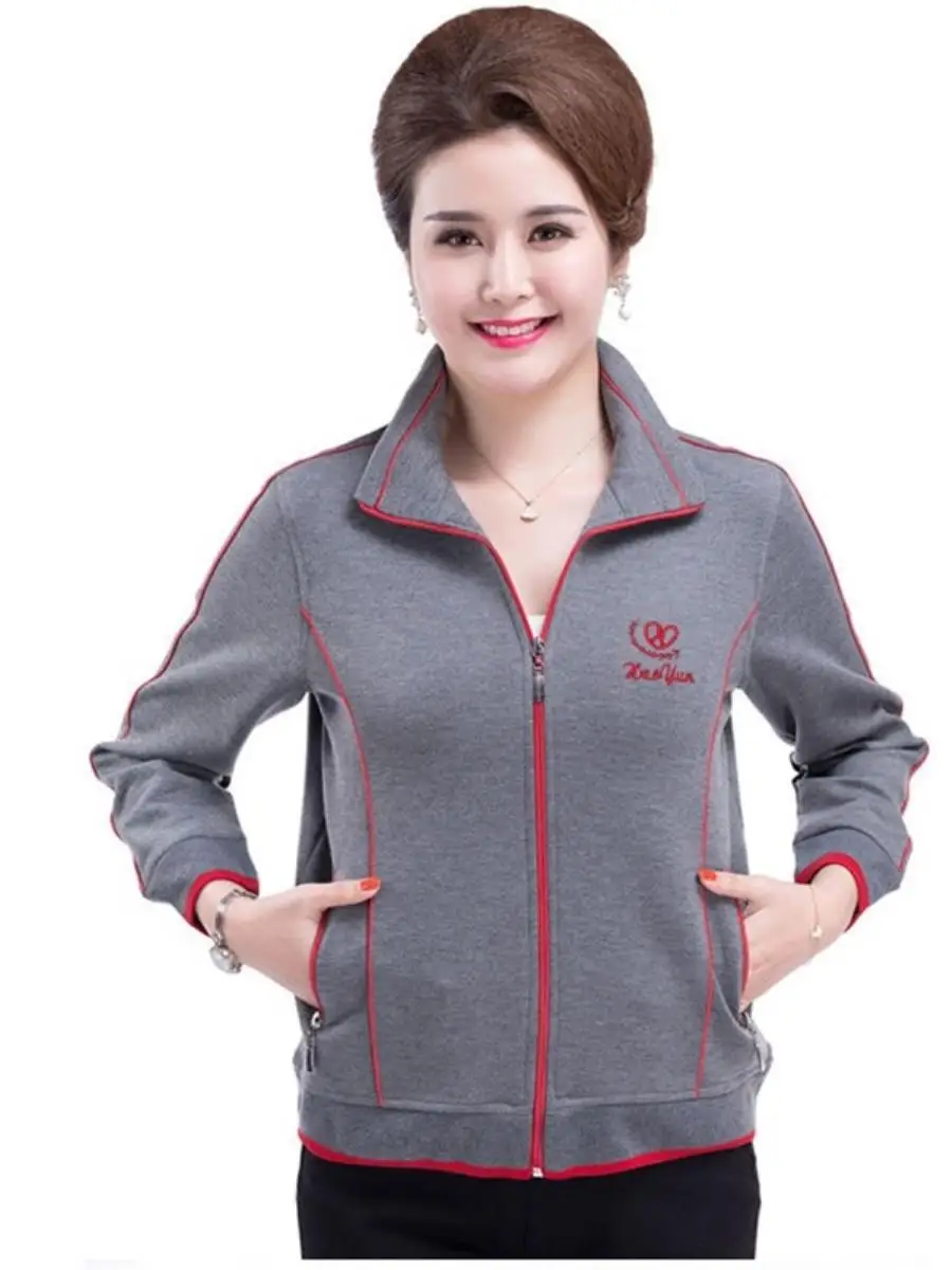 Losse Faionable Sportkleding Sweatshirt voor Middelbare Leeftijd En Ly Vrouwen Lente Herfst Sle Casual Bovenkleding Open Vest