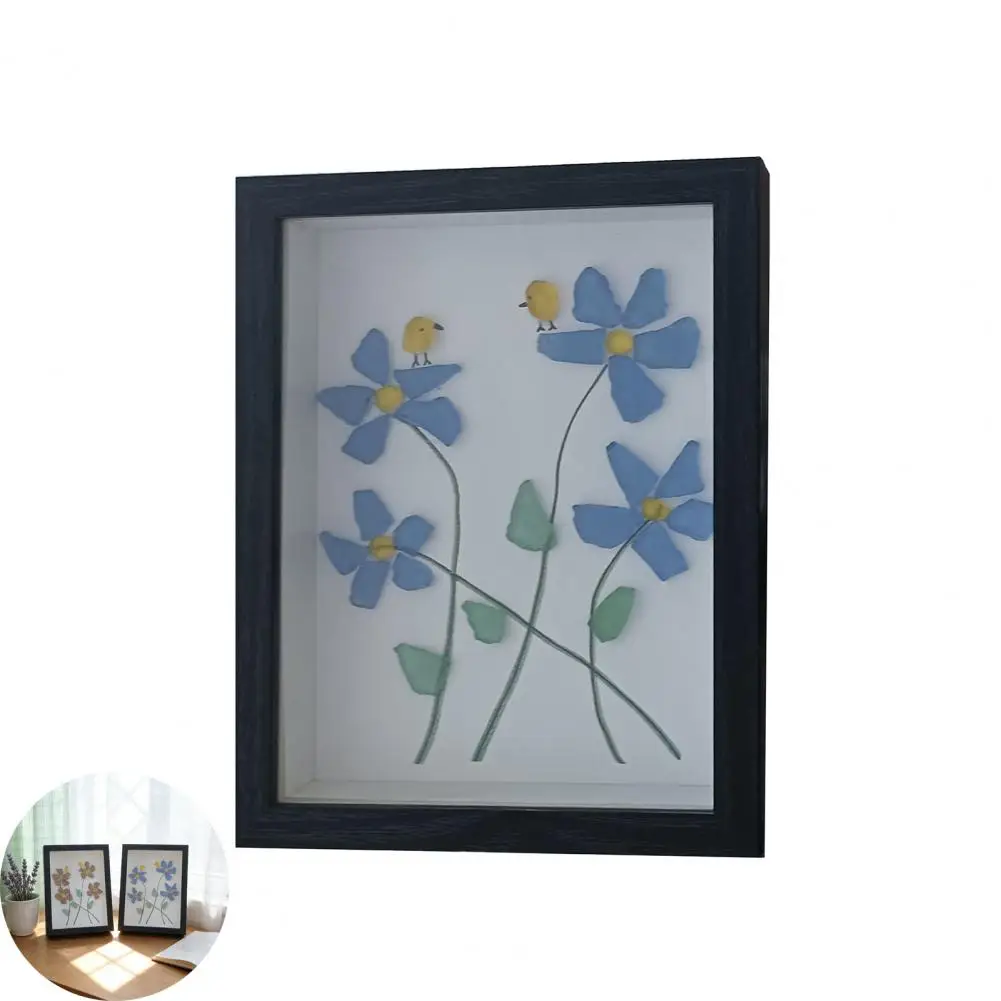 Sea Glass Photo Frame Friendship Keepsake Frame Handmade Sea Glass Wall Art Frame Decorative Flower Bird Photo Unique for Mom