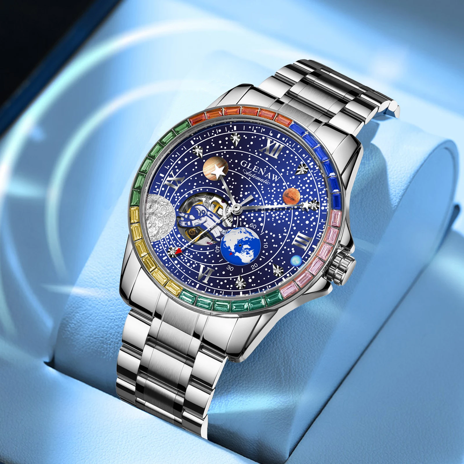 2026 GLENAW Design New Constellation Dial Mechanical Watch Men Rainbow Circle Men Watch Luminous Waterproof Automatic Watch HOT