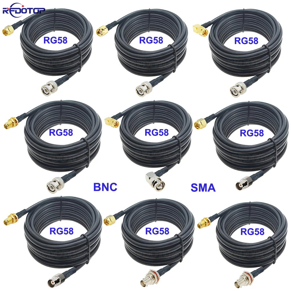RG58 BNC Male/Female to SMA Male/Female Connector 50Ohm RG-58 RF Coaxial Extension Cable BNC to SMA Connector Jumper Pigtail