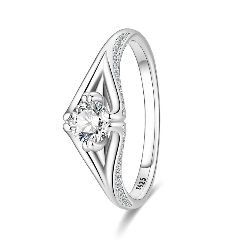 

925 Sterling Silver Intertwined Love Ring Sparkling CZ Zircon For Women Girls Fine Birthday Wedding Anniversary Jewelry Gifts