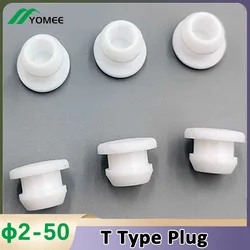 1-10Pcs White Silicone Rubber Caps T Type Plug Cover Conical Snap-on Gasket Blanking End Seal Stopper Tube Inserts Bung