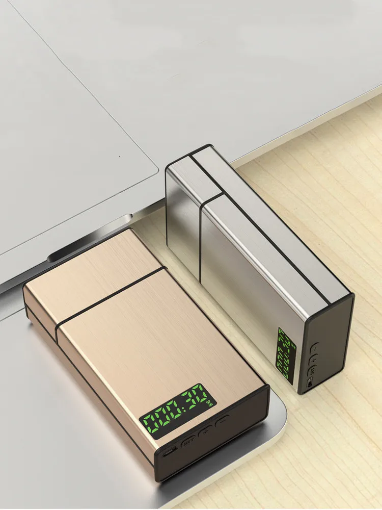 Caja creativa de Metal con bloqueo de tiempo para cigarrillo, estuche de tabaco inteligente con autosujeción USB, pantalla LED, ayuda a dejar de