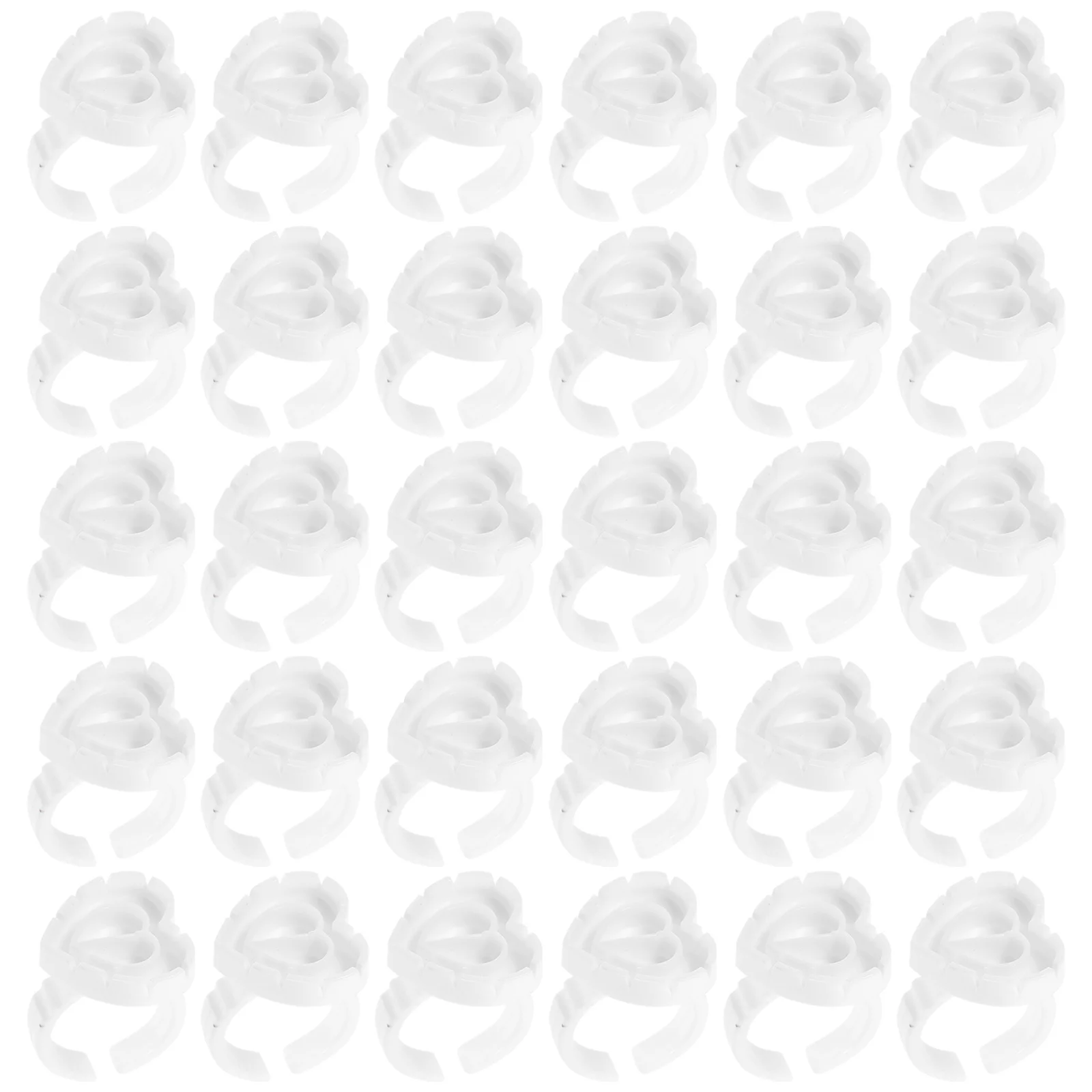 100 قطعة حلقة صبغ الرموش حامل أكواب غراء بلاستيكي أبيض لتمديد الرموش استخدم حجم صغير سهل الحمل وقابل لإعادة الاستخدام #6