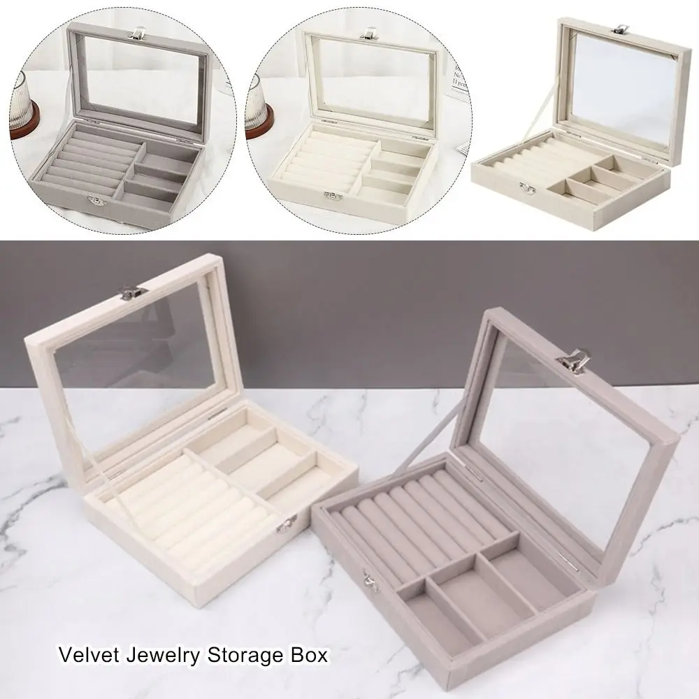 กล่องจัดระเบียบวางซ้อนกันได้กล่องจัดเก็บเครื่องประดับกำมะหยี่ตู้โชว์ลิ้นชักจัดระเบียบถาดแหวนสร้อยข้อมือสร้อยคอ