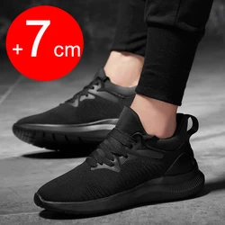 2024 Elevator Shoes Men Sneakers Invisible Inner 7CM Height Increasing Summer Taller Sports Shoes Breathable Mesh Lift Shoes