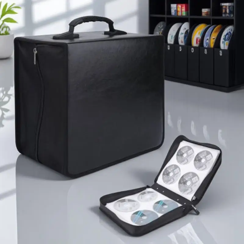 Large Capacity Cd Case Portable Cd Storage Holder Dustproof Zip Closure For Dvd Video Game Discs Media Organizer Box